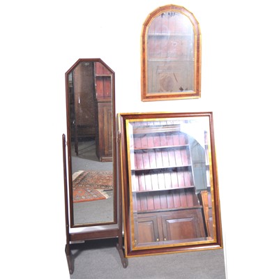 Lot 168 - Reproduction cheval mirror, and two wall mirrors.