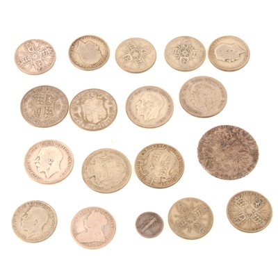 Lot 228 - Silver and nickel coins, Florins, Half Crowns, 1895 One Shilling