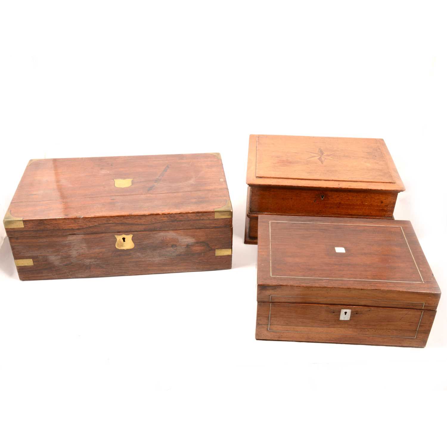 Lot 120 - Mahogany  jewel box, musical box and two others.