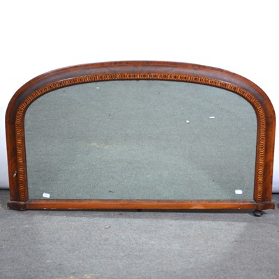 Lot 454 - Victorian walnut and Tunbridge Ware overmantel mirror