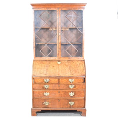 Lot 416 - George III mahogany bureau bookcase.