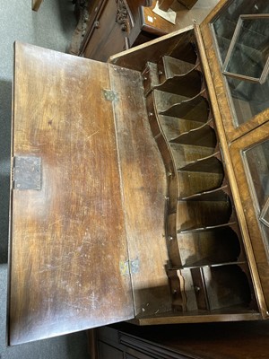 Lot 416 - George III mahogany bureau bookcase.