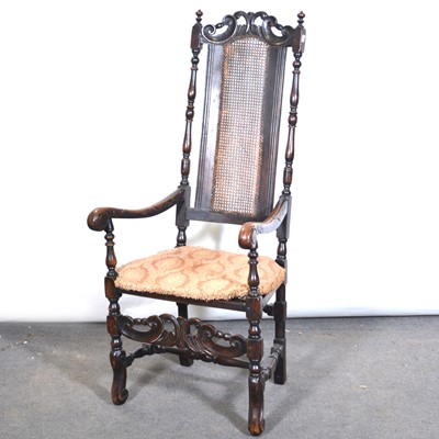 Lot 462 - George II style mixed wood high-back elbow chair