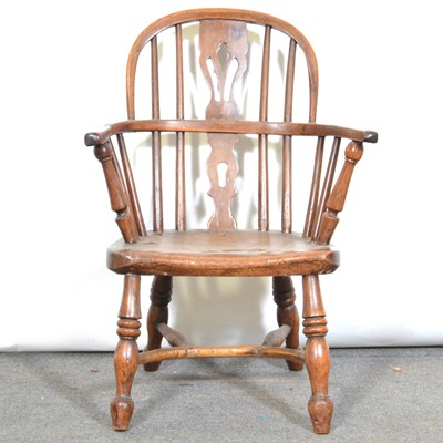 Lot 472 - Child’s elm and yew wood Windsor chair