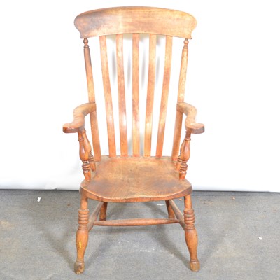 Lot 483 - Elm and beechwood lath-back kitchen chair