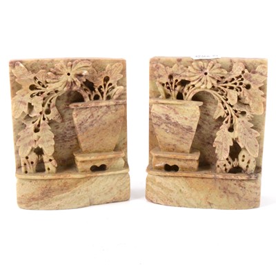 Lot 106 - Pair of Chinese carved soapstone bookends