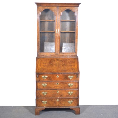 Lot 493 - George I style walnut bureau bookcase