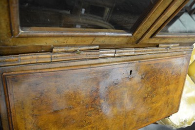 Lot 493 - George I style walnut bureau bookcase