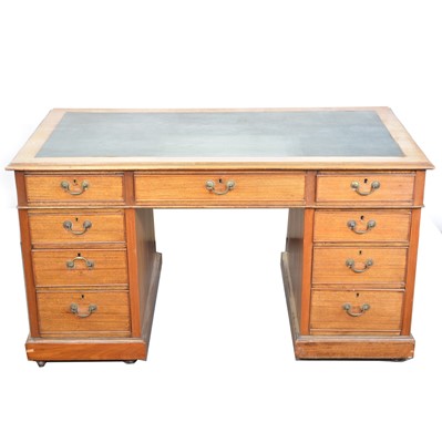 Lot 497 - Edwardian mahogany twin pedestal desk