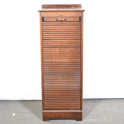 Lot 498 - Oak tambour front filing cabinet