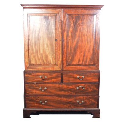 Lot 499 - George III mahogany linen press