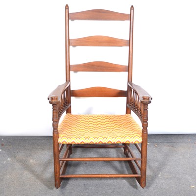 Lot 507 - Shaker style American walnut ladder-back rocking chair