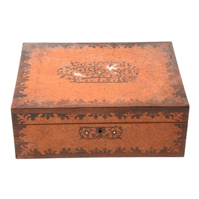 Lot 109 - Victorian amboyna rosewood and mother-of-pearl inlaid workbox
