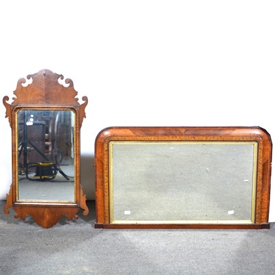 Lot 512 - Victorian walnut and Tunbridge ware overmantel mirror, pier glass and a table