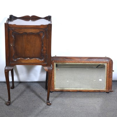 Lot 529 - Reproduction mahogany bedside cupboard and an overmantel mirror