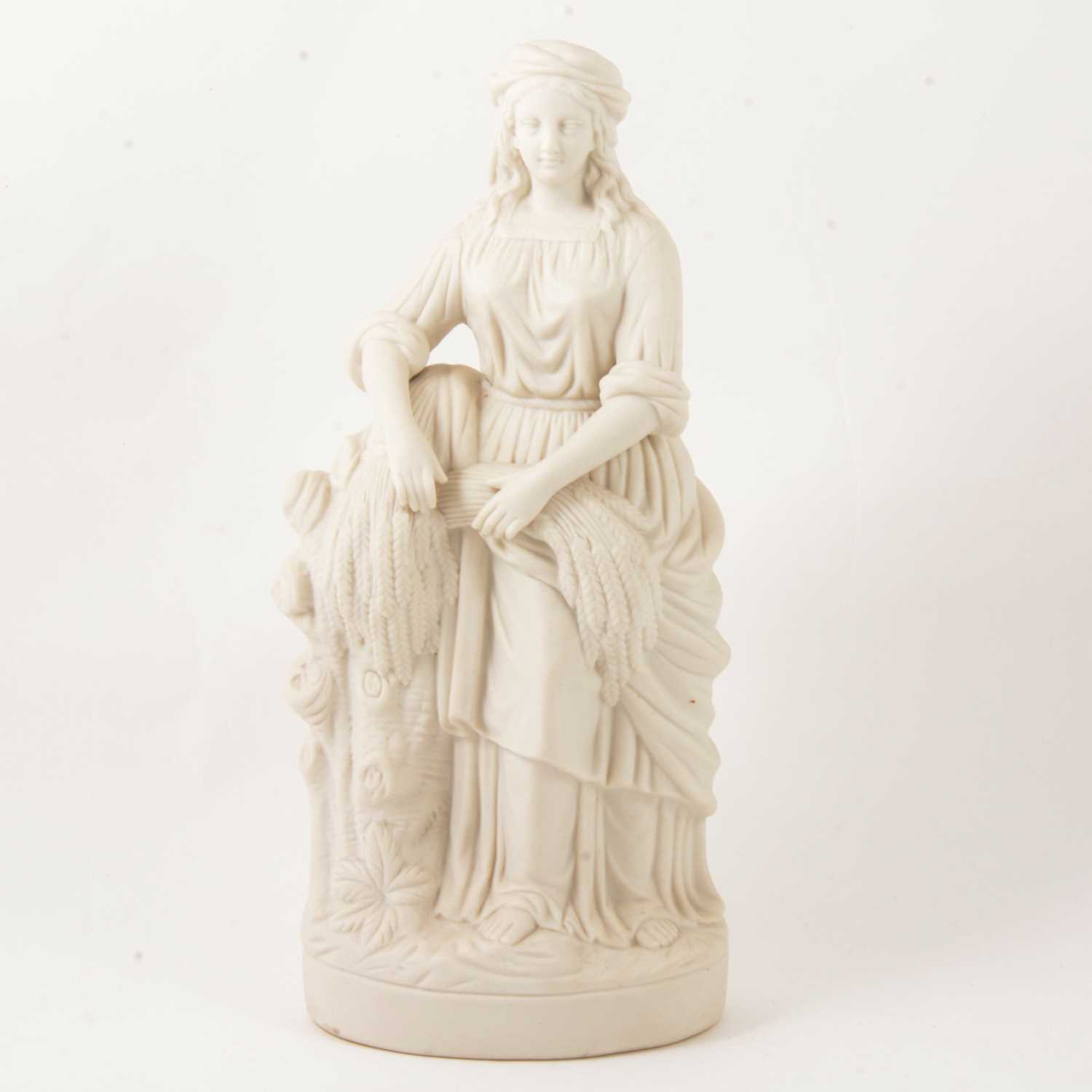 Lot 59 - Parian figure, Ruth, with wheat sheaves.