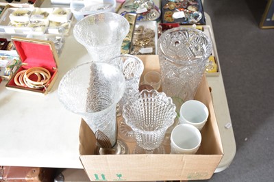 Lot 54 - Victorian press moulded milk glass goblets, plus other glassware.