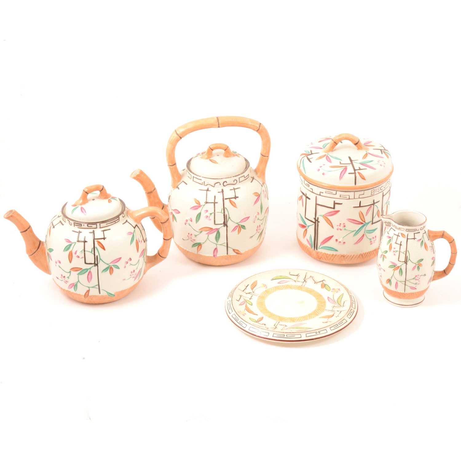 Lot 52 - A Victorian stoneware teaset, Japanese inspired design.