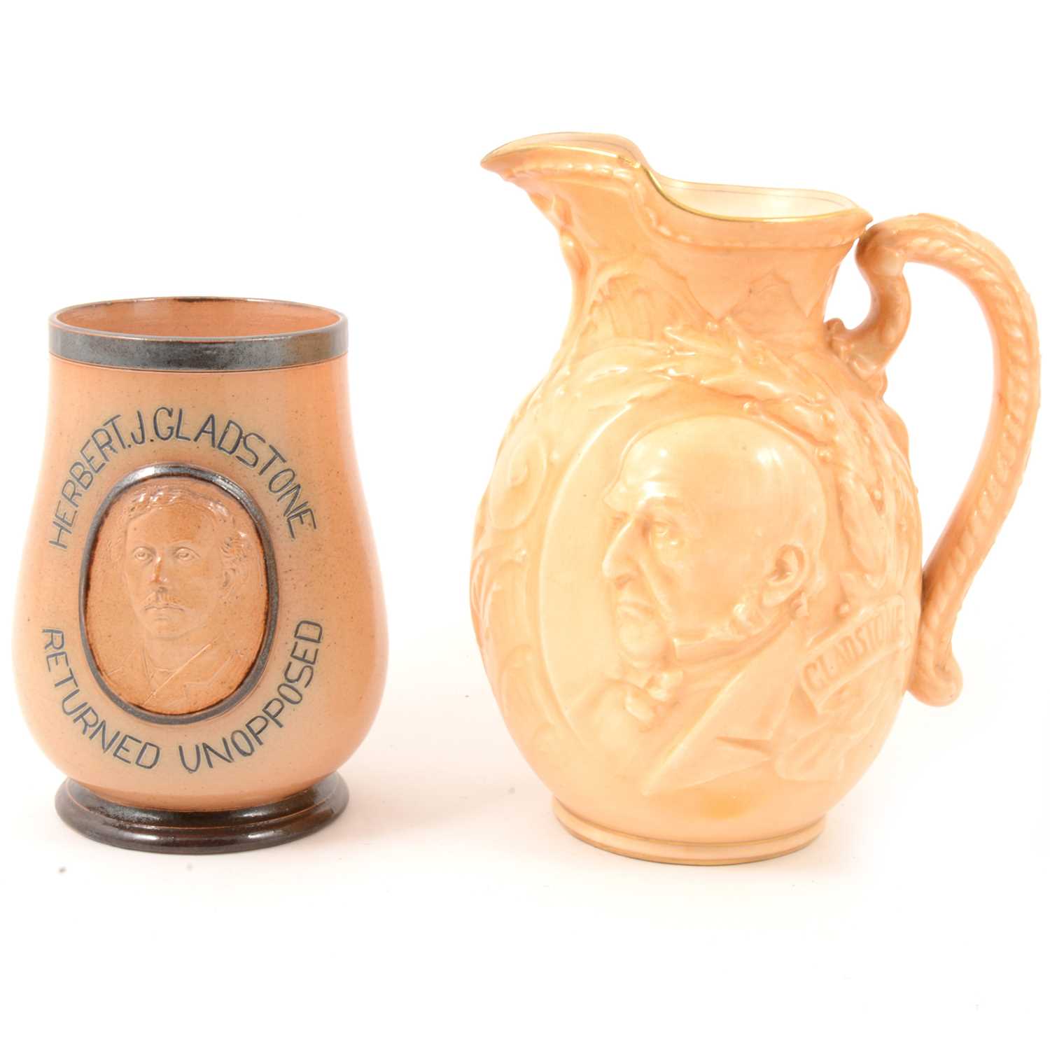 Lot 41 - Doulton Lambeth stoneware commemorative vase, and Doulton Burslem commemorative jug.