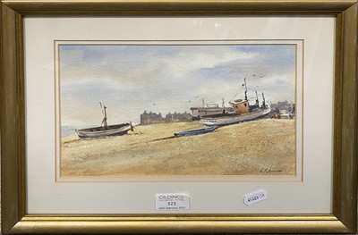 Lot 323 - Lawrence 'Lol' Spence - Beach at Aldeburgh, and two other works.