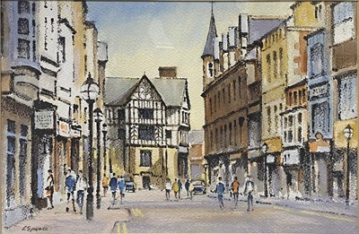 Lot 325 - Lawrence 'Lol' Spence - Market Street, Leicester, and two other local landscapes.