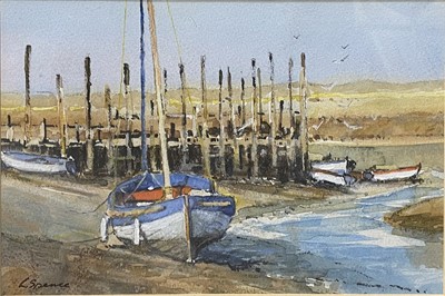 Lot 327 - Lawrence 'Lol' Spence - Low Tide, Aldeburgh, and two other coastal scenes.