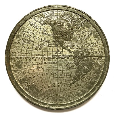 Lot 110 - White metal medallion, "Map of the World"