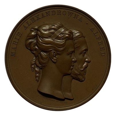 Lot 111 - Marriage of Alfred, Duke of Edinburgh, to Marie Alexandrowna of Russia, bronze medallion