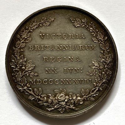 Lot 112 - Accession of Queen Victoria 1837, frosted silver medal