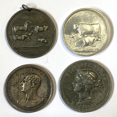 Lot 129 - John Philip Kemble commemorative white metal medal and three other medals