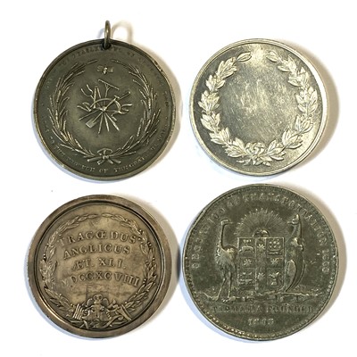 Lot 129 - John Philip Kemble commemorative white metal medal and three other medals