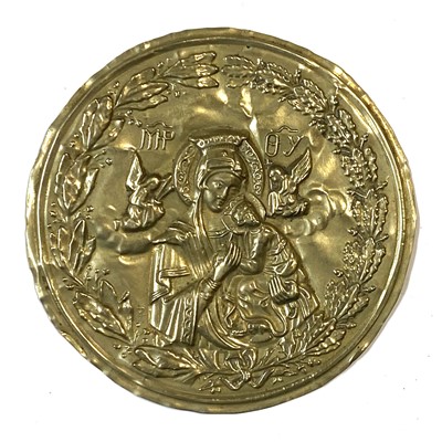Lot 136 - Gilt metal uniface medallion, perhaps Greek or Russian