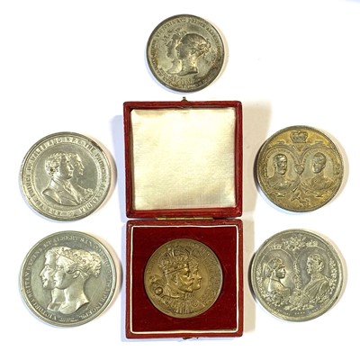 Lot 134 - William IV & Queen Adelaide, white metal medal and others