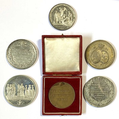 Lot 134 - William IV & Queen Adelaide, white metal medal and others