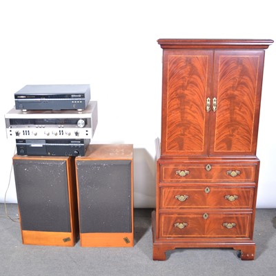 Lot 471 - Reproduction mahogany entertainment cabinet, with contents.