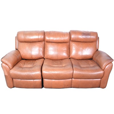 Lot 453 - Modern leather three seat reclining sofa and a similar two seat fixed sofa.