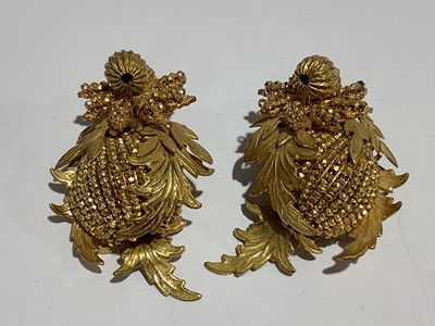 Lot 296 - Ten pairs of vintage large gilt metal earrings, Coro, Leru, some paste set.