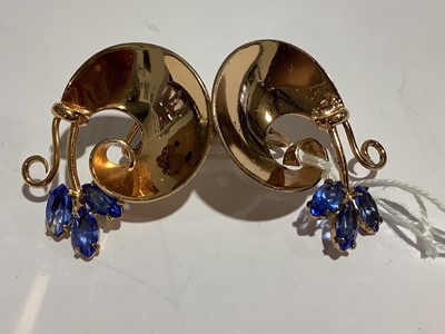 Lot 296 - Ten pairs of vintage large gilt metal earrings, Coro, Leru, some paste set.