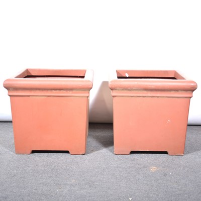 Lot 123 - Two large square tapering plastic plant pots
