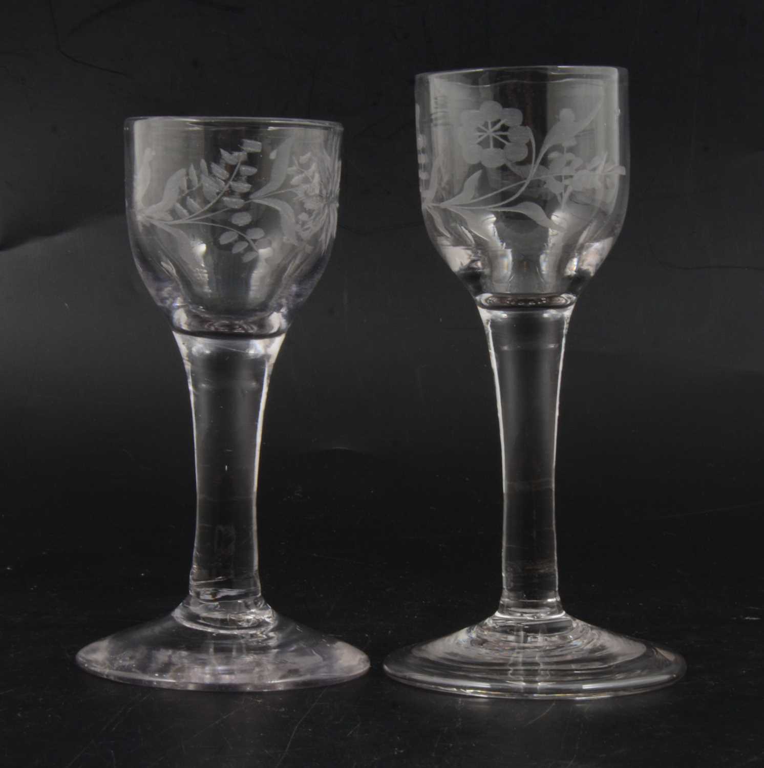 Lot 83 - 18th Century cordial glass and another cordial glass.