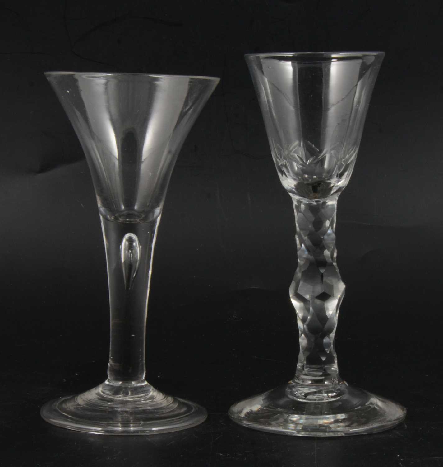 Lot 9 - 18th Century wine glass and a trumpet shaped wine glass