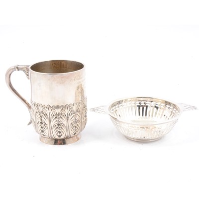 Lot 227 - Silver christening mug and a bonbon dish