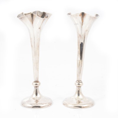 Lot 221 - Pair of silver spill vases