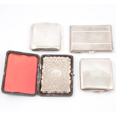 Lot 230 - Silver card case and three silver cigarette cases