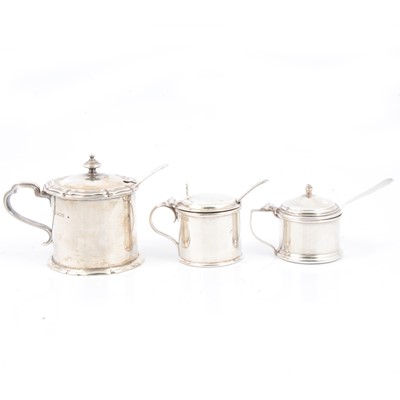 Lot 232 - Three silver drum mustards