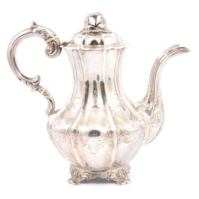 Lot 210 - Mid-Victorian silver teapot, Samuel Hayne & Dudley Cater, London 1845.