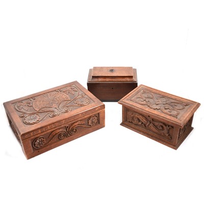 Lot 106 - George III mahogany tea caddy and two other boxes