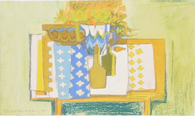 Lot 338 - Elizabeth Organ, Still Life with green poppies