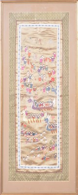 Lot 405 - Chinese silk panel, river festival