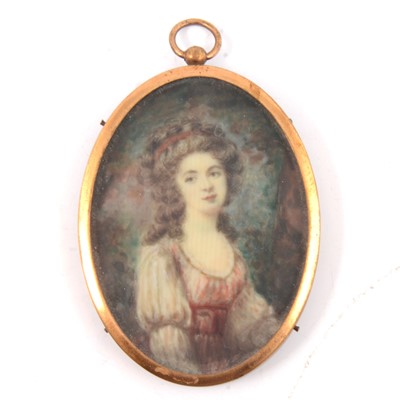 Lot 204 - English School, portrait miniature of a lady